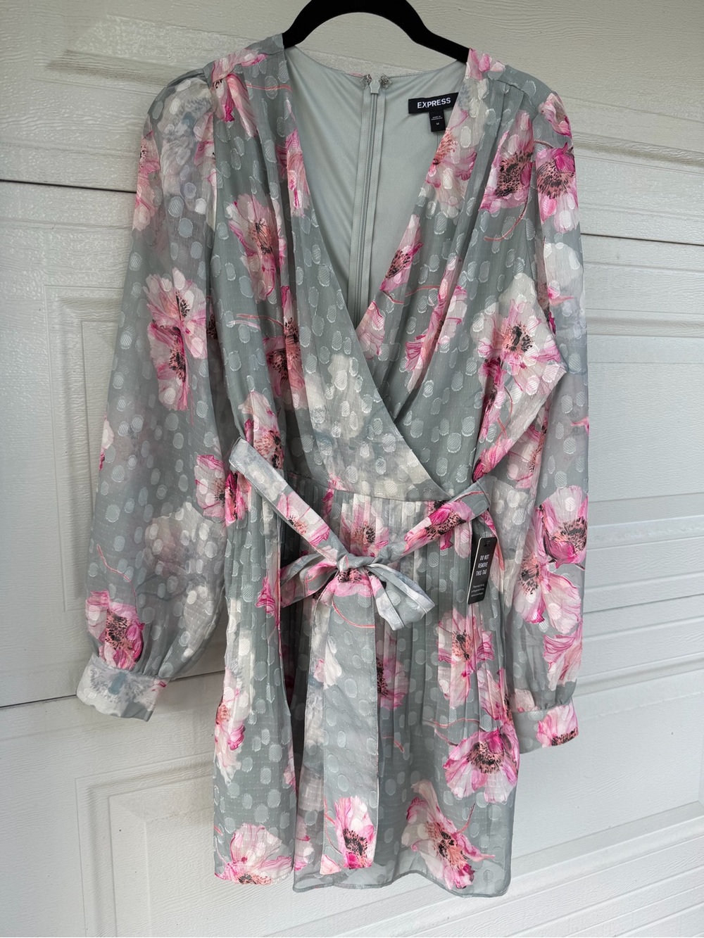 Express Light Green Romper with Pink Floral Overlay